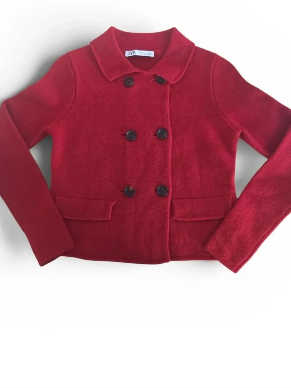 Zara Red Merino Wool Skirt Suit Set – NWT – Size Small – Double-Breasted Jacket